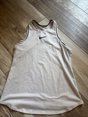 Nike White Tank Top with Black Trim and Swoosh